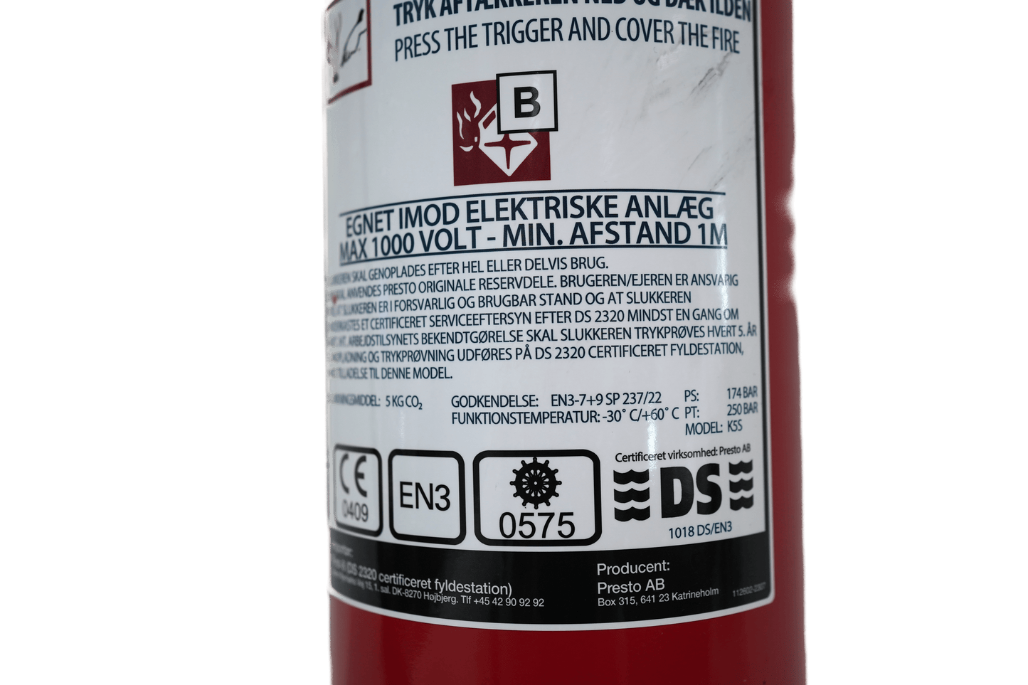 Presto - 5kg CO2 slukker K5S