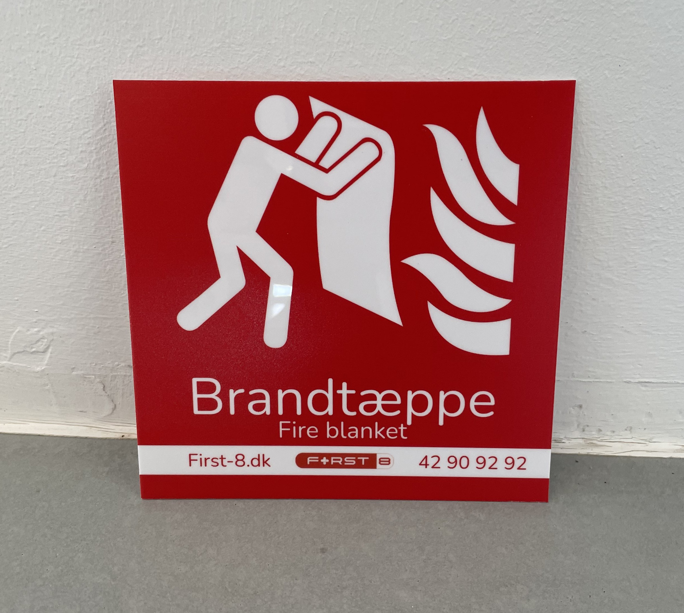 Brandtæppe skilte 15x21 cm