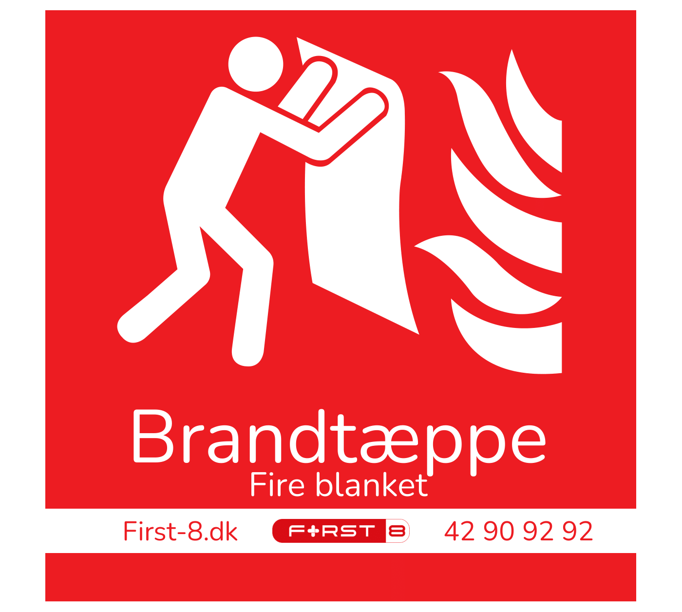 Brandtæppe skilte 15x21 cm