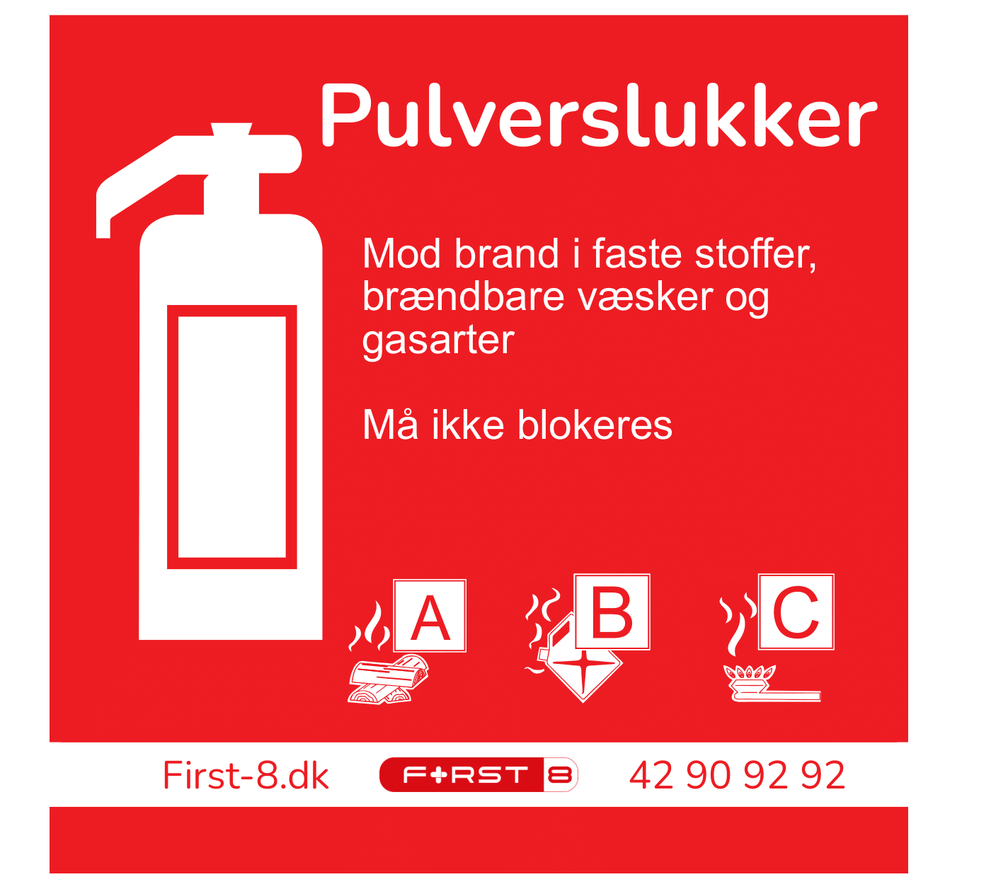 Pulverbrandslukker skilte 15x15 cm